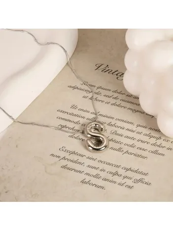 Kadın Çelik Kolye - S Harfi Balon Harf Kadın Kolye