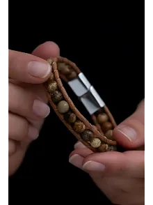 Jasper Doğaltaşlı Kadın Deri Ve Çelik Bileklik