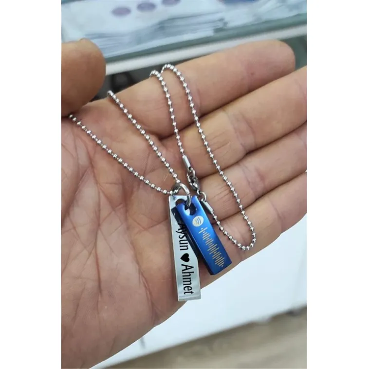 Spotify Unisex Çelik Kolye Seti Spotify Unisex Çelik Kolye Seti