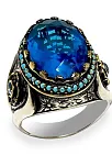 Blue Topaz Aquamarin Taşlı Gümüş Erkek Yüzük Blue Topaz Aquamarin Taşlı Gümüş Erkek Yüzük
