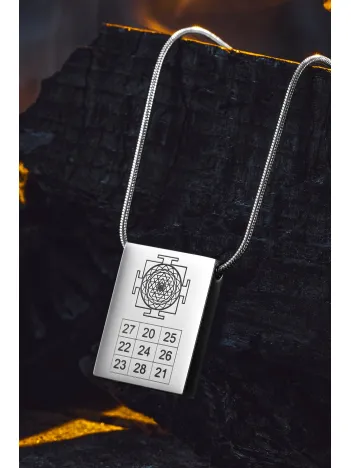 YantraX Çelik Erkek Kolye Sri Yantra ve Kubera Yantra Sembolü Kararmaz Paslanmaz