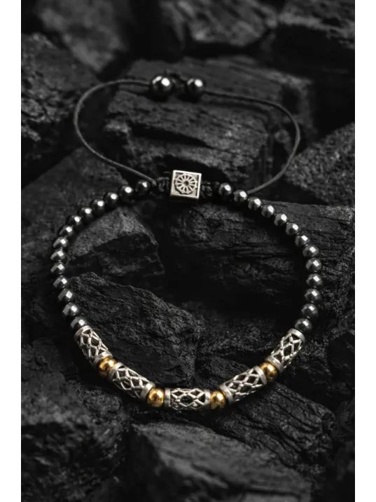 Erkek Çelik Bileklik - Doğal Hematit Taşlı Ayarlanabilir Detaylı Çelik Bileklik Erkek Çelik Bileklik - Doğal Hematit Taşlı Ayarlanabilir Detaylı Çelik Bileklik