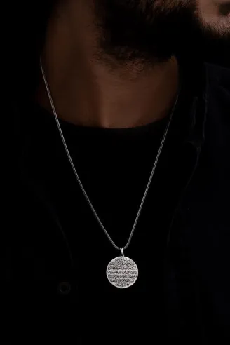 Nazar Dualı Ve Ayetel Kürsi Unisex Gümüş Kolye Zincir
