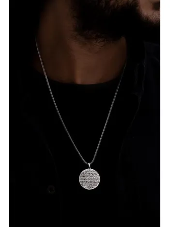 Nazar Dualı Ve Ayetel Kürsi Unisex Gümüş Kolye Zincir