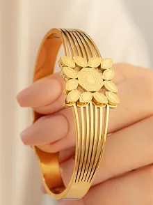 Kadın Bileklik - 22 Ayar Gerçek Altın Kaplama(kararmaz) Çok Sıra Yaprak Model Çelik Bileklik