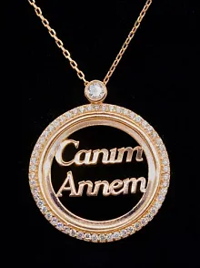 Canım Annem Yazılı Rose Renk Bayan Gümüş Kolye
