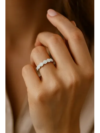 Kadın Gümüş Yüzük - Ahsen Gümüş Su Yolu Kadın Yüzük