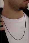Erkek Çelik Kolye - Snake Yılan Sarp Siyah Erkek Çelik Kolye Zincir Yuvarlak Model