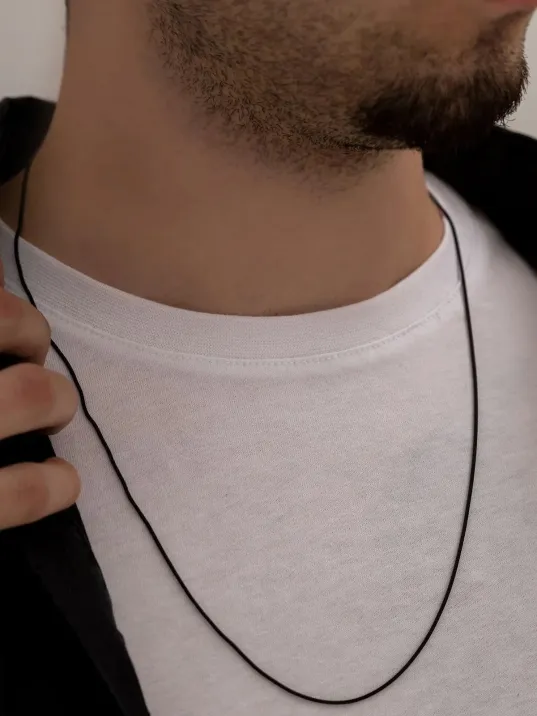 Erkek Çelik Kolye - Snake Yılan Sarp Siyah Erkek Çelik Kolye Zincir Yuvarlak Model