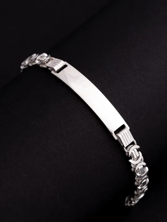 Erkek Gümüş Bileklik - 6mm İsim Yazılabilir Parlak Euro Kral Gümüş Bileklik Erkek Gümüş Bileklik - 6mm İsim Yazılabilir Parlak Euro Kral Gümüş Bileklik