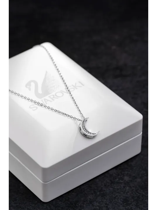 Kadın Gümüş Kolye - Swarovski Taşlı Zirconia Ay Motifli Kadın Kolye Kadın Gümüş Kolye - Swarovski Taşlı Zirconia Ay Motifli Kadın Kolye