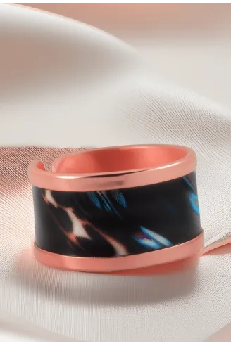 Kadın Bakır Yüzük - Andrelina Model Özel Baskı Metal Kutu Ve Kuvars Taşı