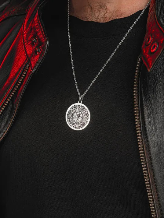 Erkek Çelik Kolye - Burma Zincirli İnşirah Suresi Erkek Kolye