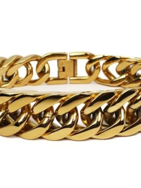 Altın Rengi Sarı Çelik Erkek Bileklik Mükemmel Kalite!!