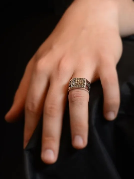 Markazit Taşlı Erkek Gümüş Yüzük