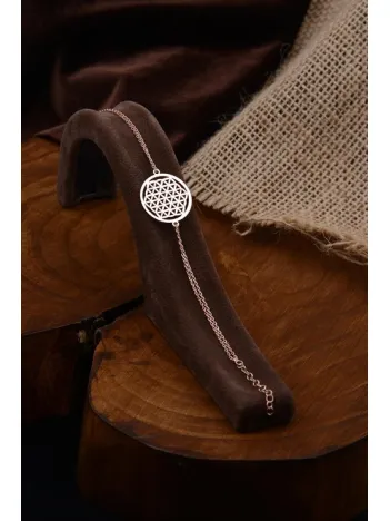 Rose Yaşam Çiçeği Model 1 Kadın Gümüş Bileklik GBLYSMCCGM1-ROS