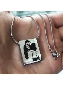 Lazer Fotoğraf Kazımalı Unisex Çelik Kolye