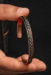 Copper Wave Bakır Kelepçe Bilezik Erkek Kadın Doğal Taşı ve Metal Kutulu