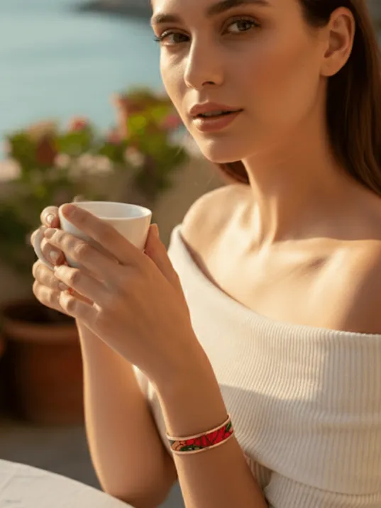 Kadın Bakır Bileklik Yüzük Set - Chlara Model Özel Baskı Metal Kutu Ve Kuvars Taşı Kadın Bakır Bileklik Yüzük Set - Chlara Model Özel Baskı Metal Kutu Ve Kuvars Taşı