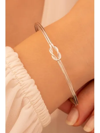 Kadın Gümüş Bileklik - El Yapımı Gümüş Aşk Düğümü Kadın Bileklik Kelepçe