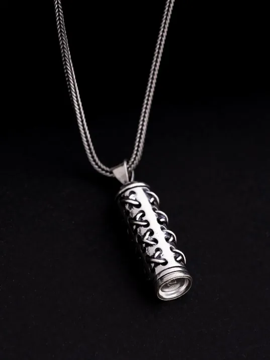 Dikişli Cevşen Kolye Muska Gümüş Erkek Zincir Dikişli Cevşen Kolye Muska Gümüş Erkek Zincir