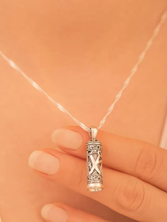 Hz.Muhammed Yazılı Bayan Gümüş Muska Cevşen Kolye