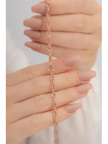 Rose Zultanit Taşlı Model 2 Kadın Gümüş Bileklik GBLZLTNTTS2-ROS