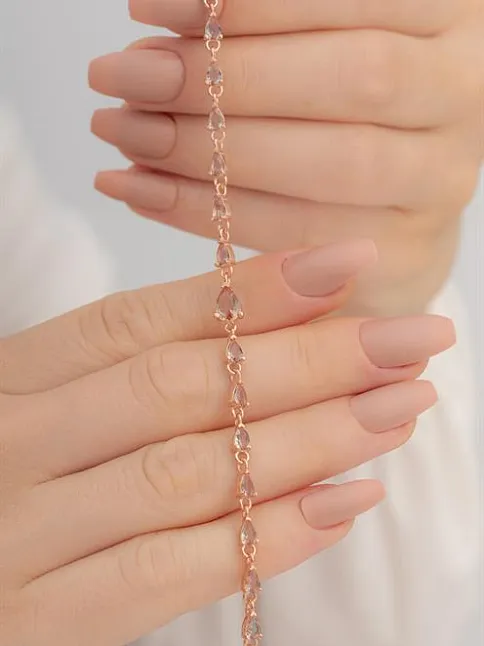 Rose Zultanit Taşlı Model 2 Kadın Gümüş Bileklik GBLZLTNTTS2-ROS