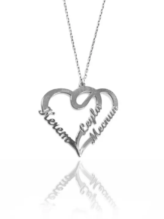 Çift Kalp Gümüş Kolye GKLGMS3ISMK