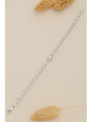 Kadın Gümüş Bileklik - Zirkon Taşlı Damla Model Zirkon Süslemeli Kadın Bileklik