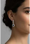 Çise Safir Taşlı Gümüş Su Yolu Küpe