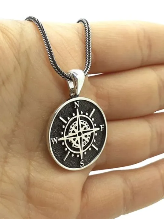 Pusula Erkek Gümüş Kolye Zincir Pusula Erkek Gümüş Kolye Zincir
