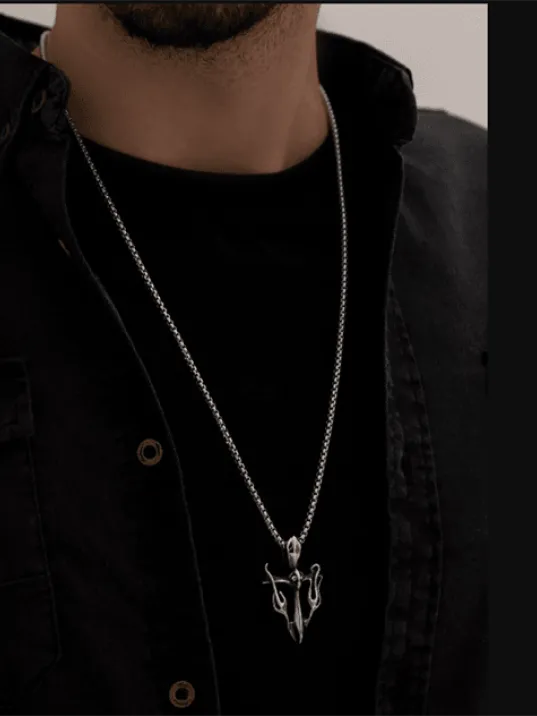 Haç Erkek Kolye - Hac Savaşçı Kılıcı Figürlü Erkek Çelik Kolye