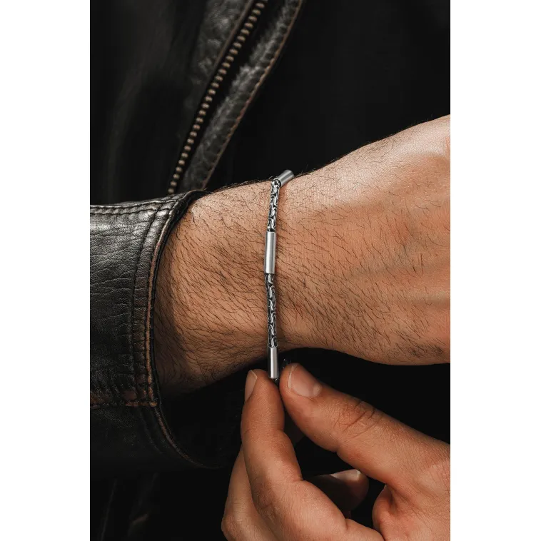 Erkek Gümüş Set - 2,8 mm Kalınlıkta Kral Model Parçalı Kral Erkek Kolye ve Bileklik Set Erkek Gümüş Set - 2,8 mm Kalınlıkta Kral Model Parçalı Kral Erkek Kolye ve Bileklik Set