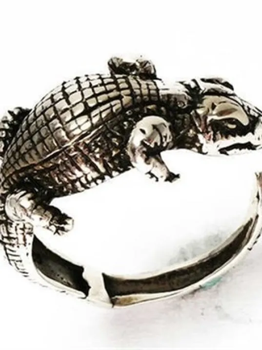Gümüş Erkek Yüzüğü Timsah Motifli