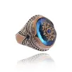 Anadolu Desenli Blue Topaz Aqua Marin Taşlı Yanı İşlemeli Erkek Gümüş Yüzük Anadolu Desenli Blue Topaz Aqua Marin Taşlı Yanı İşlemeli Erkek Gümüş Yüzük