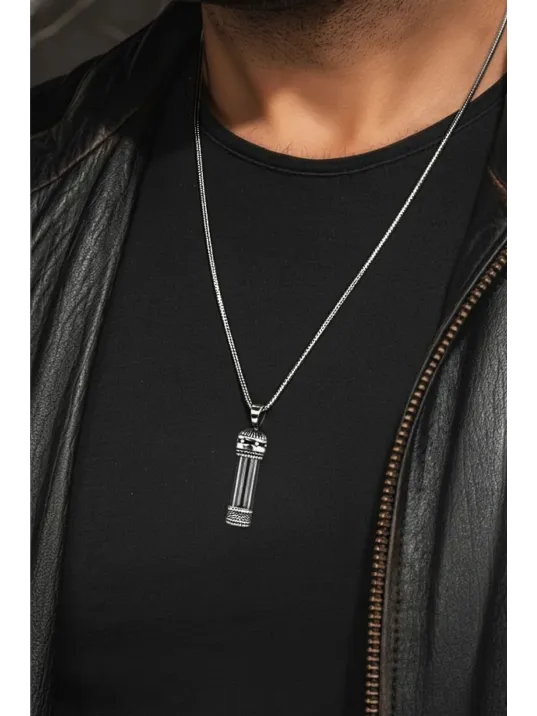 Erkek Gümüş Kolye - Dua Eklenebilir Tılsım Tüp Cevşen Haznesi Erkek Gümüş Kolye - Dua Eklenebilir Tılsım Tüp Cevşen Haznesi