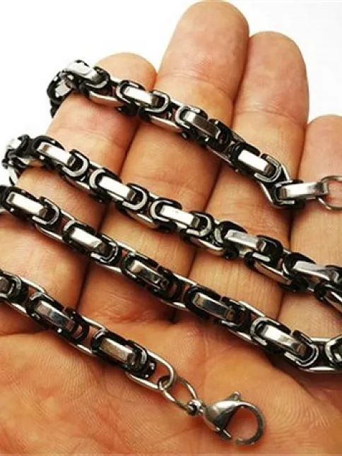 Erkek Çelik Zincir Kolye Çiftrenk Orta Kalınlık