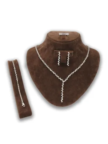 Alin Bayan Gümüş Su Yolu Set - Kolye, Bileklik, Küpe, Yüzük