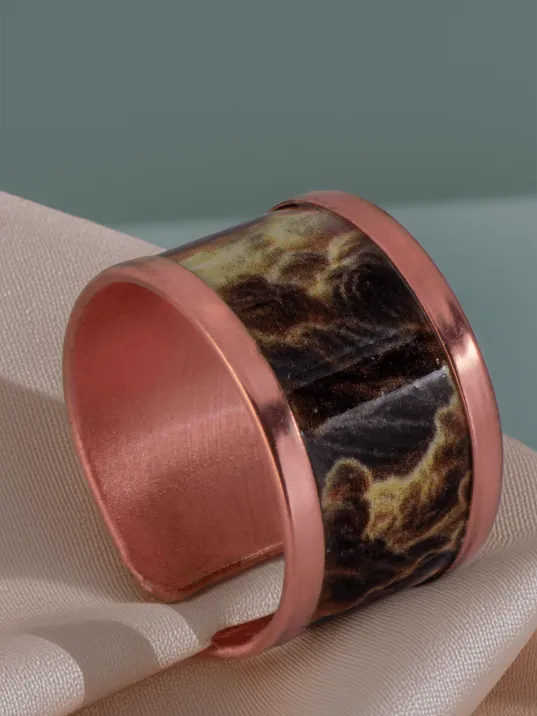 Kadın Bakır Bileklik Yüzük Set - Mia Model Özel Baskı Metal Kutu Ve Kuvars Taşı Kadın Bakır Bileklik Yüzük Set - Mia Model Özel Baskı Metal Kutu Ve Kuvars Taşı