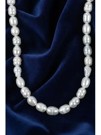 Gerçek Dizi İnci - Arpa 5mm Doğal Beyaz Yanar Dönerli Tatlısu Yuvarlak İnci Takı Yapım Malzemesi