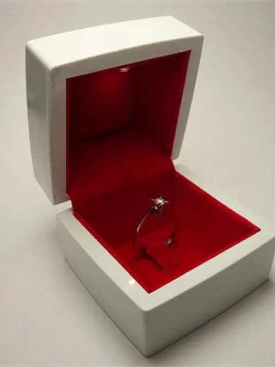 IŞIKLI PIRLANTA ALTIN TEKTAŞ YÜZÜK KUTUSU KIRMIZI BEYAZ