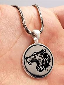 Bozkurt Figürlü Erkek Gümüş Kolye Zincir