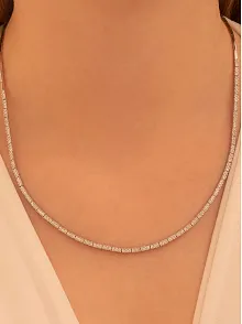 Kadın Gümüş Kolye -Duru Zirkon Taşlı Model Kadın Kolye