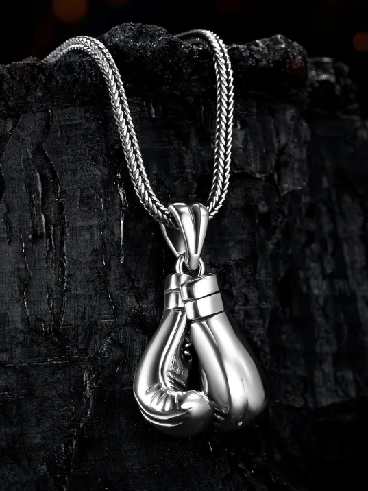 Erkek Gümüş Kolye - Çift Boks Eldiveni Tilki Kuyruğu Zincir Erkek Kolye Erkek Gümüş Kolye - Çift Boks Eldiveni Tilki Kuyruğu Zincir Erkek Kolye