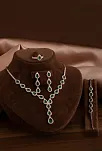 Kadın Gümüş Takı Seti - Sera Zümrüt Damla Taşlı 925 Ayar Kolye, Bileklik, Yüzük, Küpe Tam Set