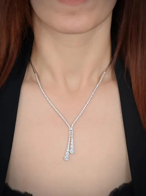 Çağ Bayan Zirkon Taşlı Gümüş Su Yolu Set - Kolye, Bileklik, Küpe, Yüzük