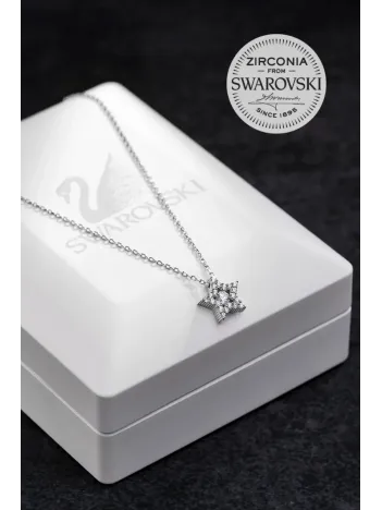 Kadın Gümüş Kolye - Swarovski Taşlı Zirconia Çok Taşlı Yıldız Motifli Kadın Kolye