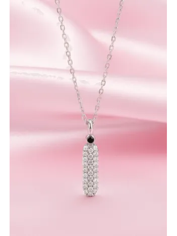 Kadın Gümüş Kolye - 925 Ayar Zirkon Taşlı Balon İ Harfi Bayan Kolye