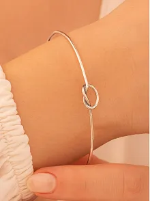 Kadın Gümüş Bileklik - El Yapımı Oksitli Gümüş Aşk Düğümü Model 2 Kadın Bileklik